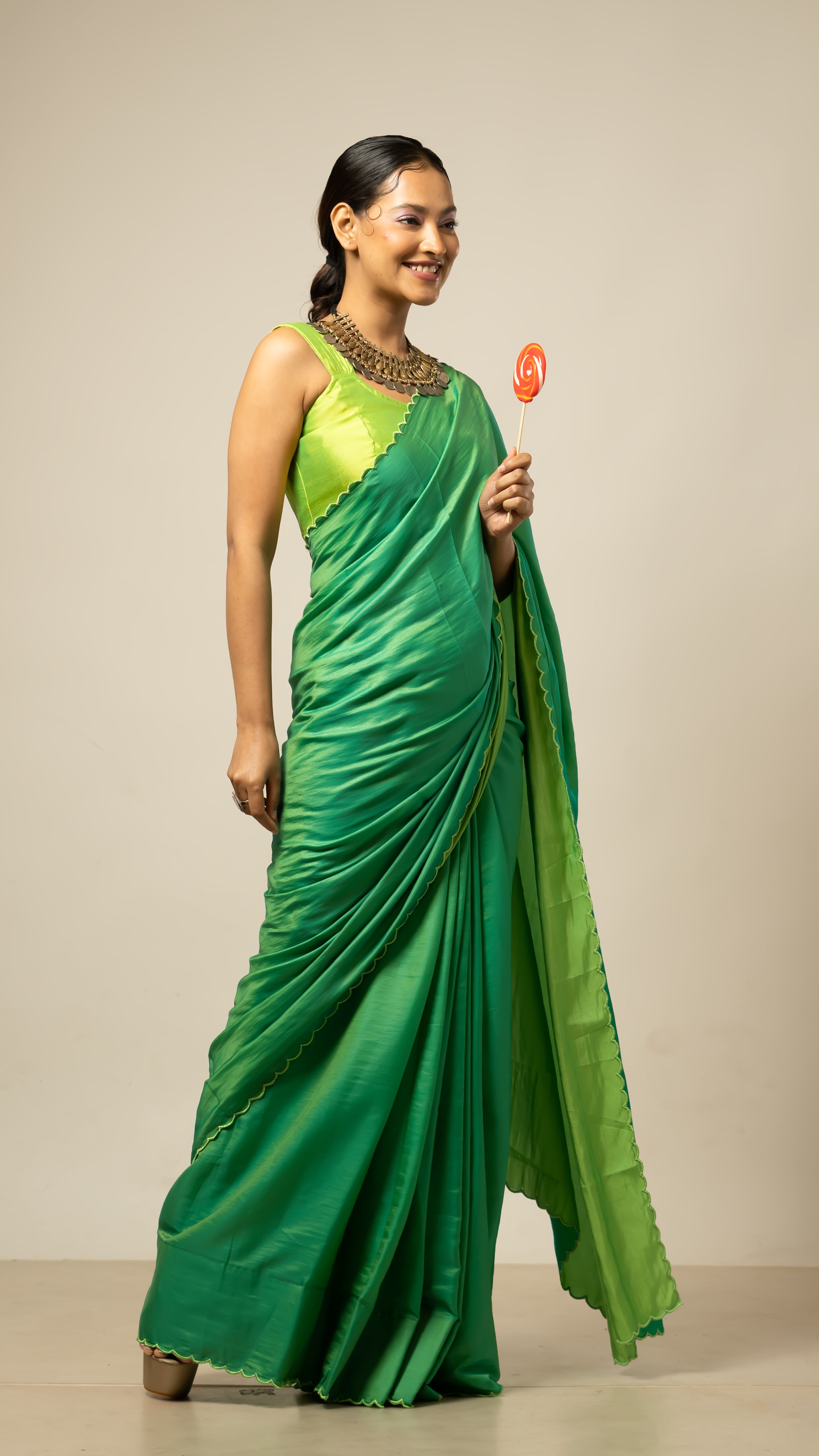 Mango Bite Saree With Blouse