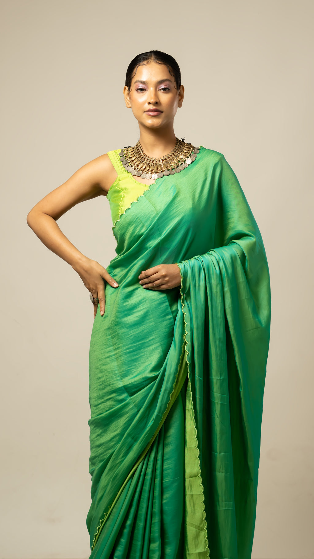 Mango Bite Saree With Blouse