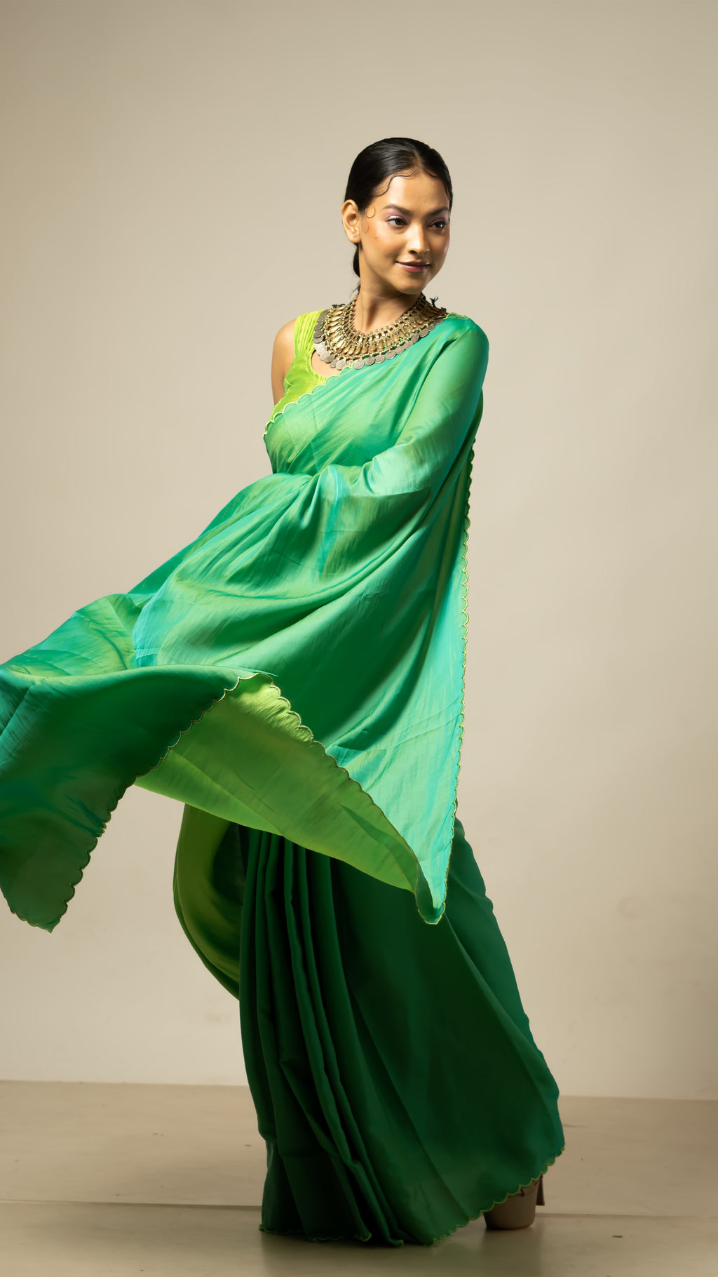 Mango Bite Saree With Blouse