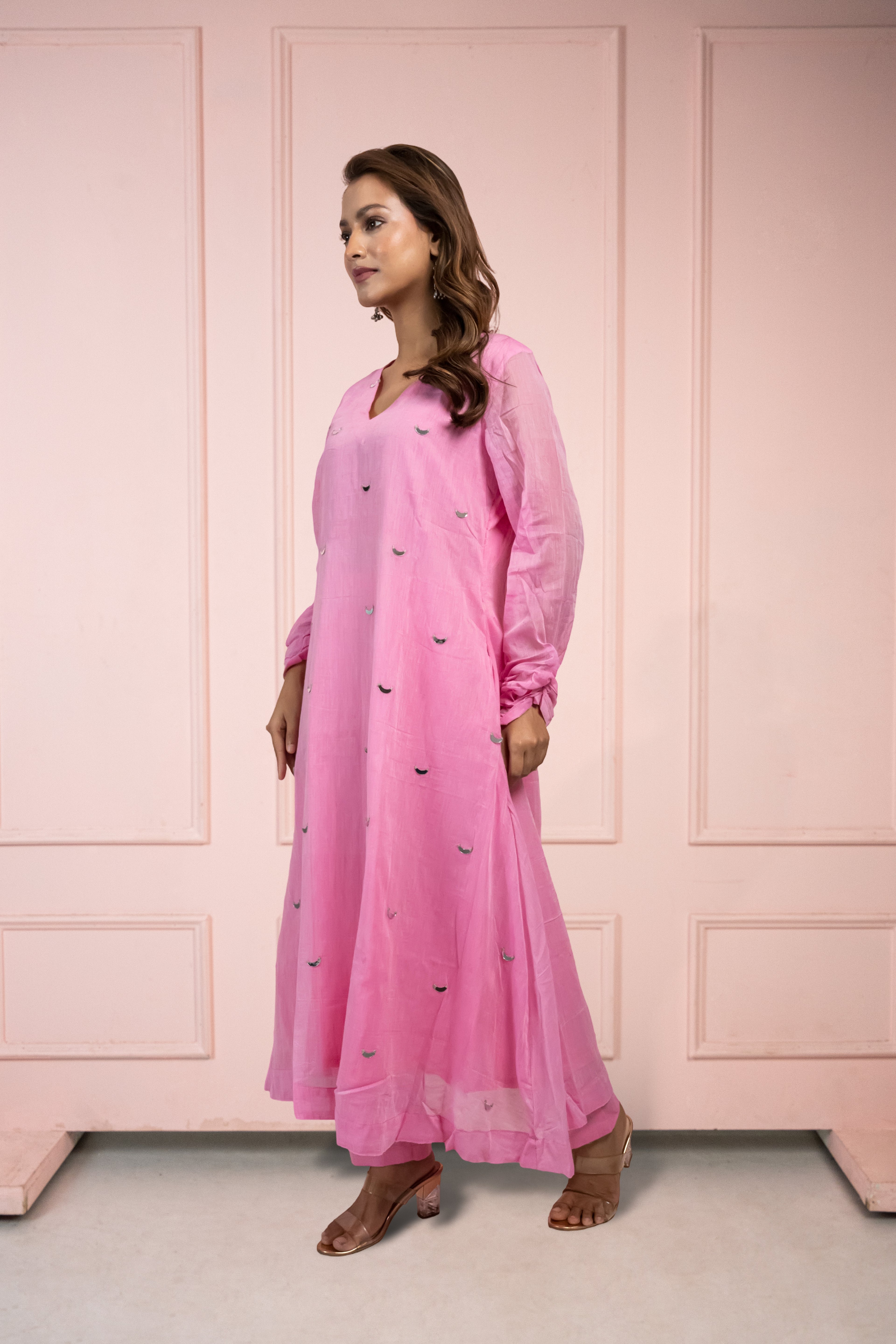 Moonlight Pink Mul Cotton Kurta Set