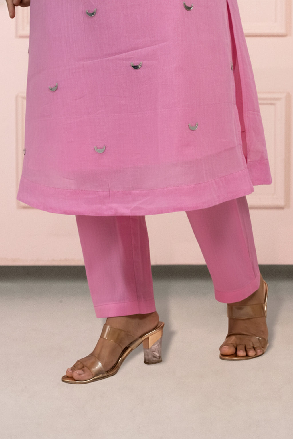 Moonlight Pink Mul Cotton Kurta Set