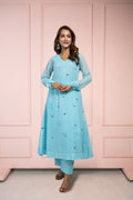Moonlight Baby Blue Mul Cotton Kurta Set