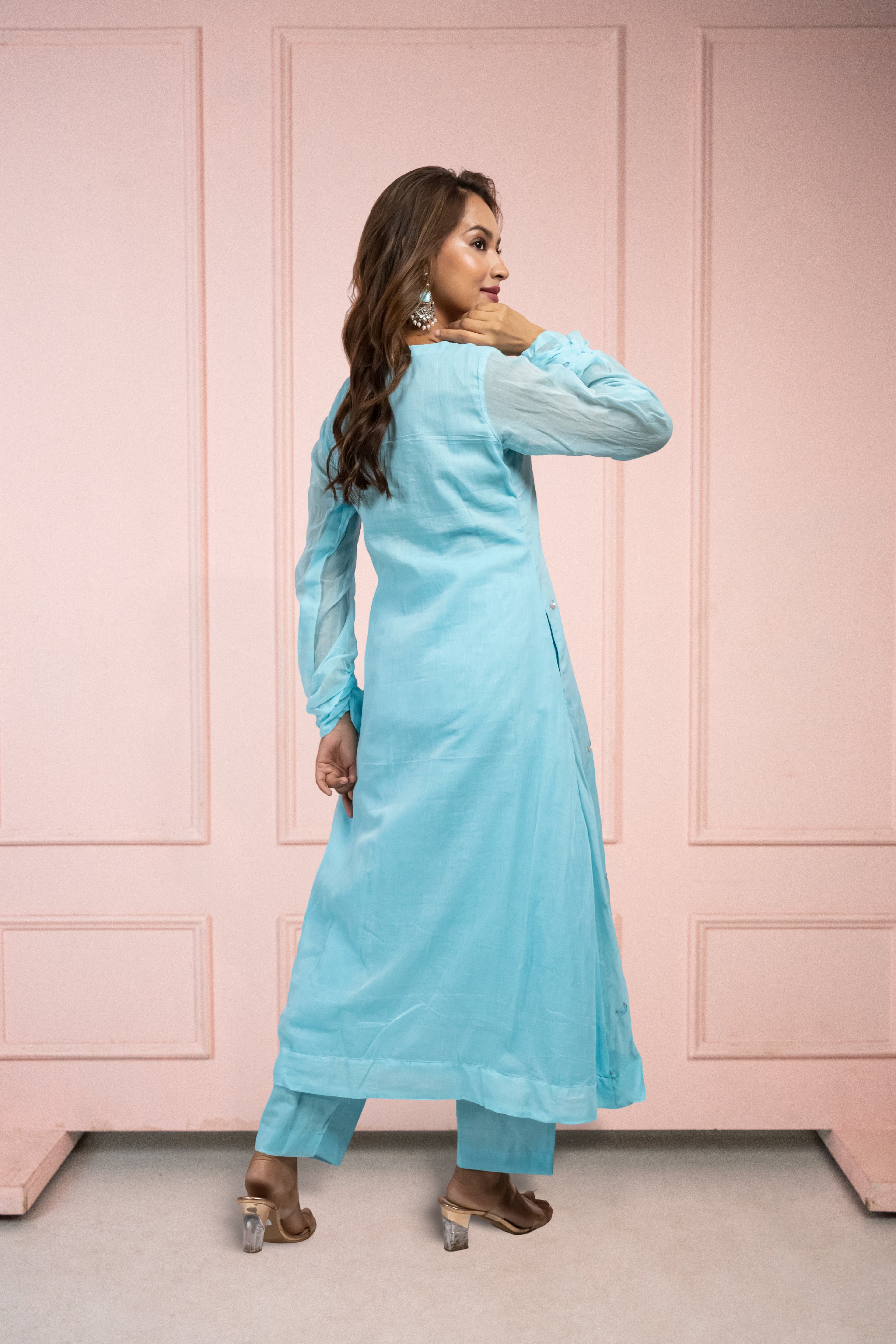 Moonlight Baby Blue Mul Cotton Kurta Set