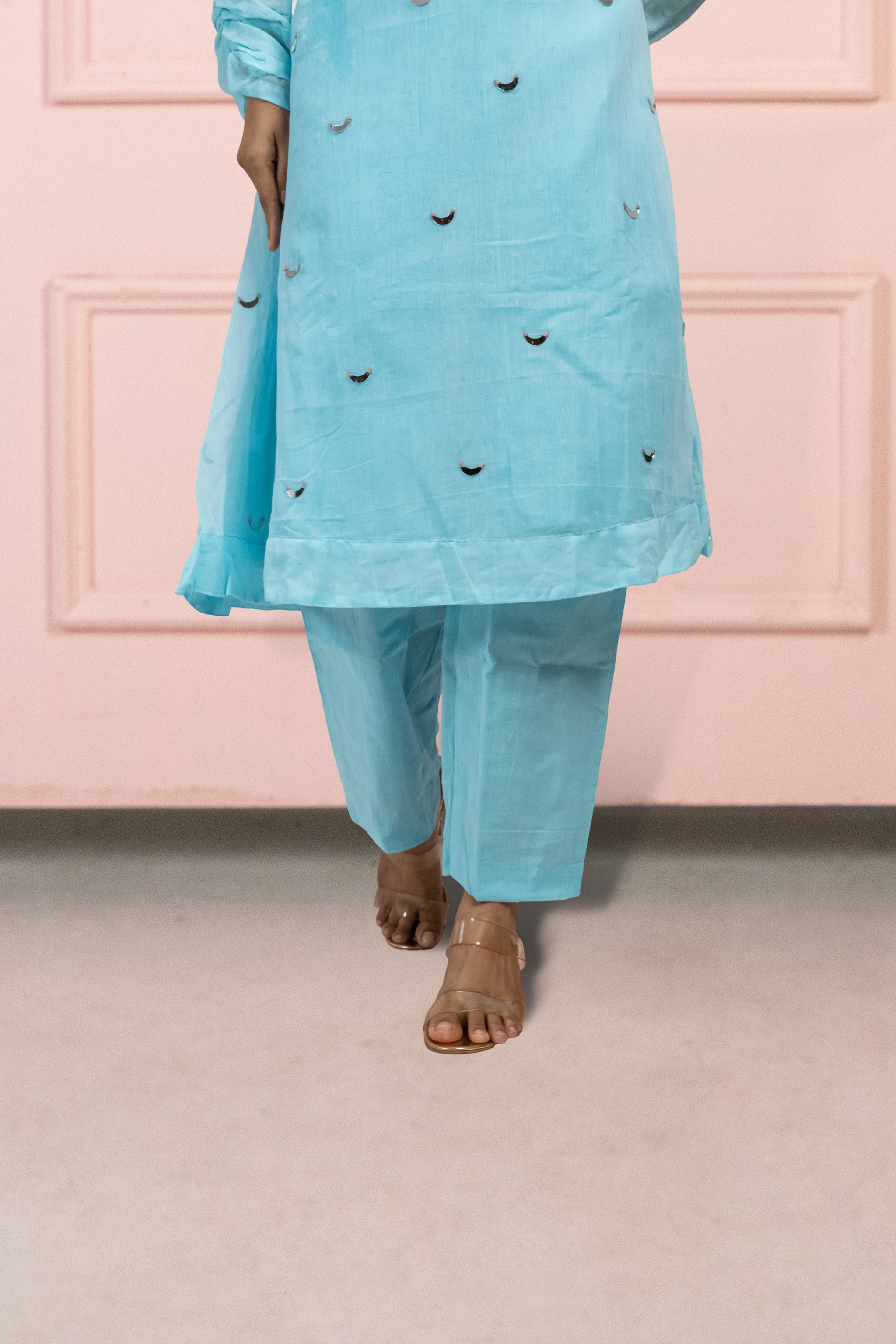 Moonlight Baby Blue Mul Cotton Kurta Set