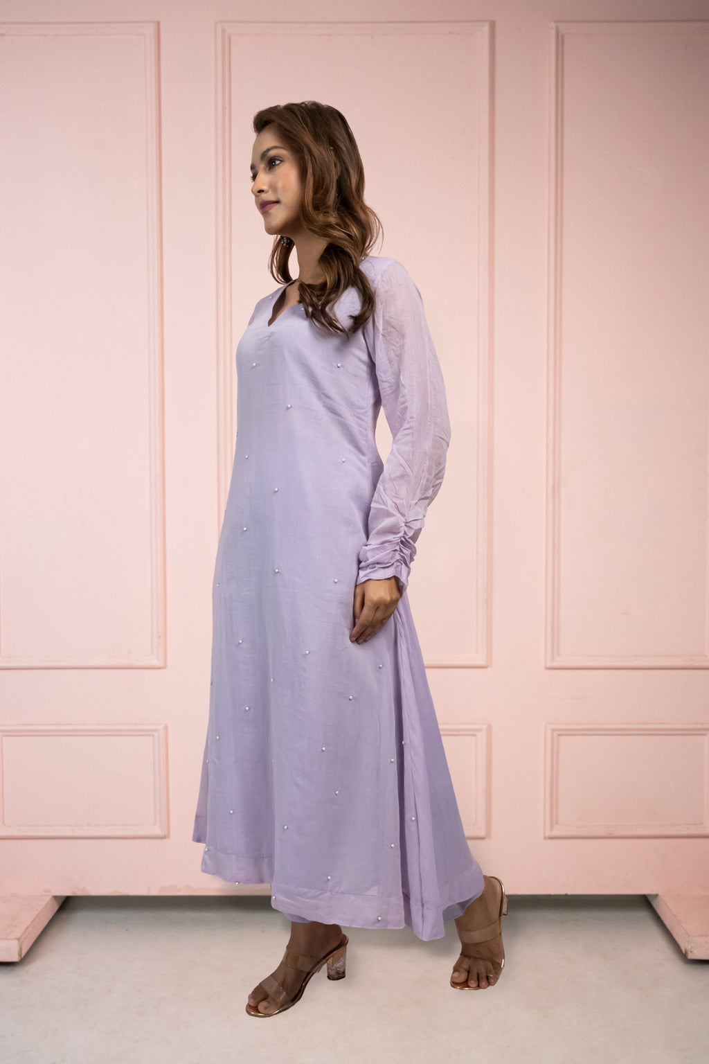 Moonlight Lavender Mul Cotton Kurta Set