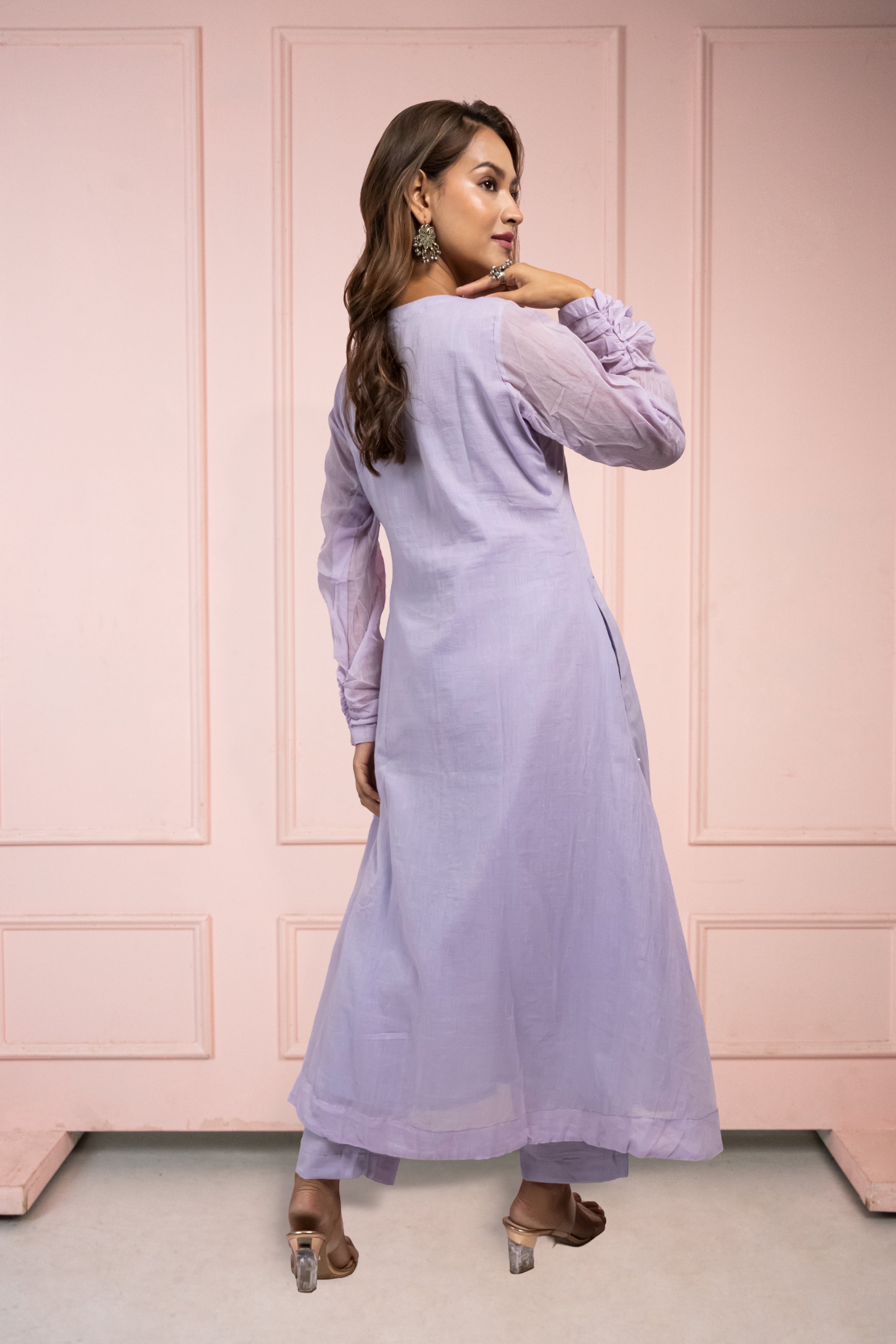 Moonlight Lavender Mul Cotton Kurta Set