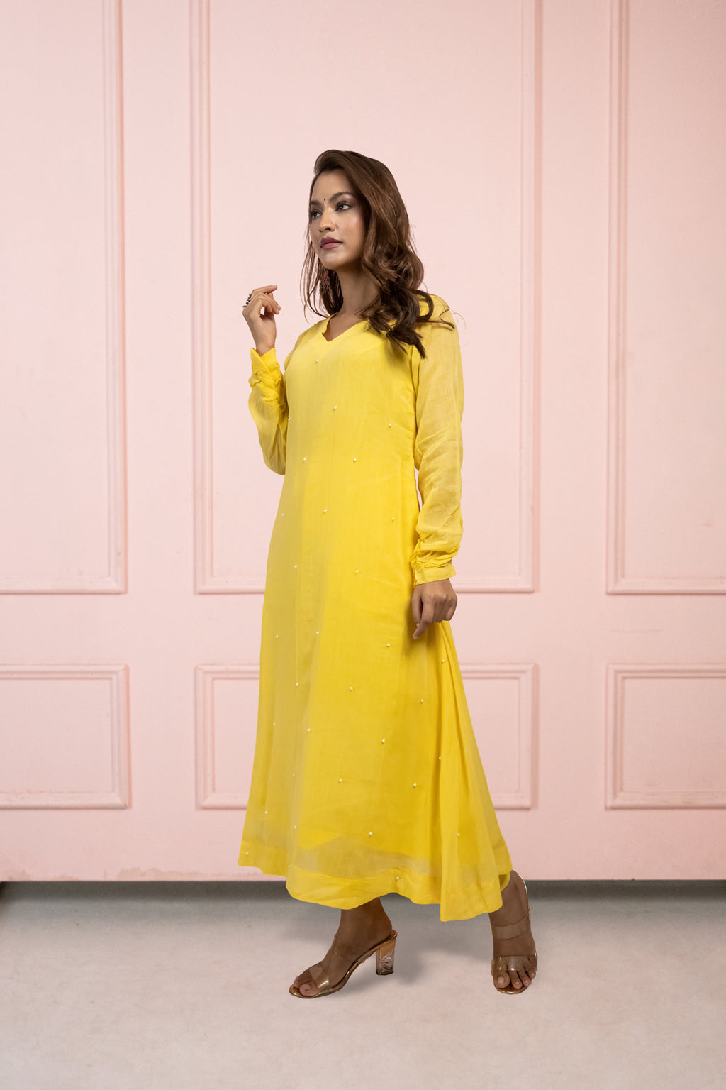 Moonlight Yellow Mul Cotton Kurta Set