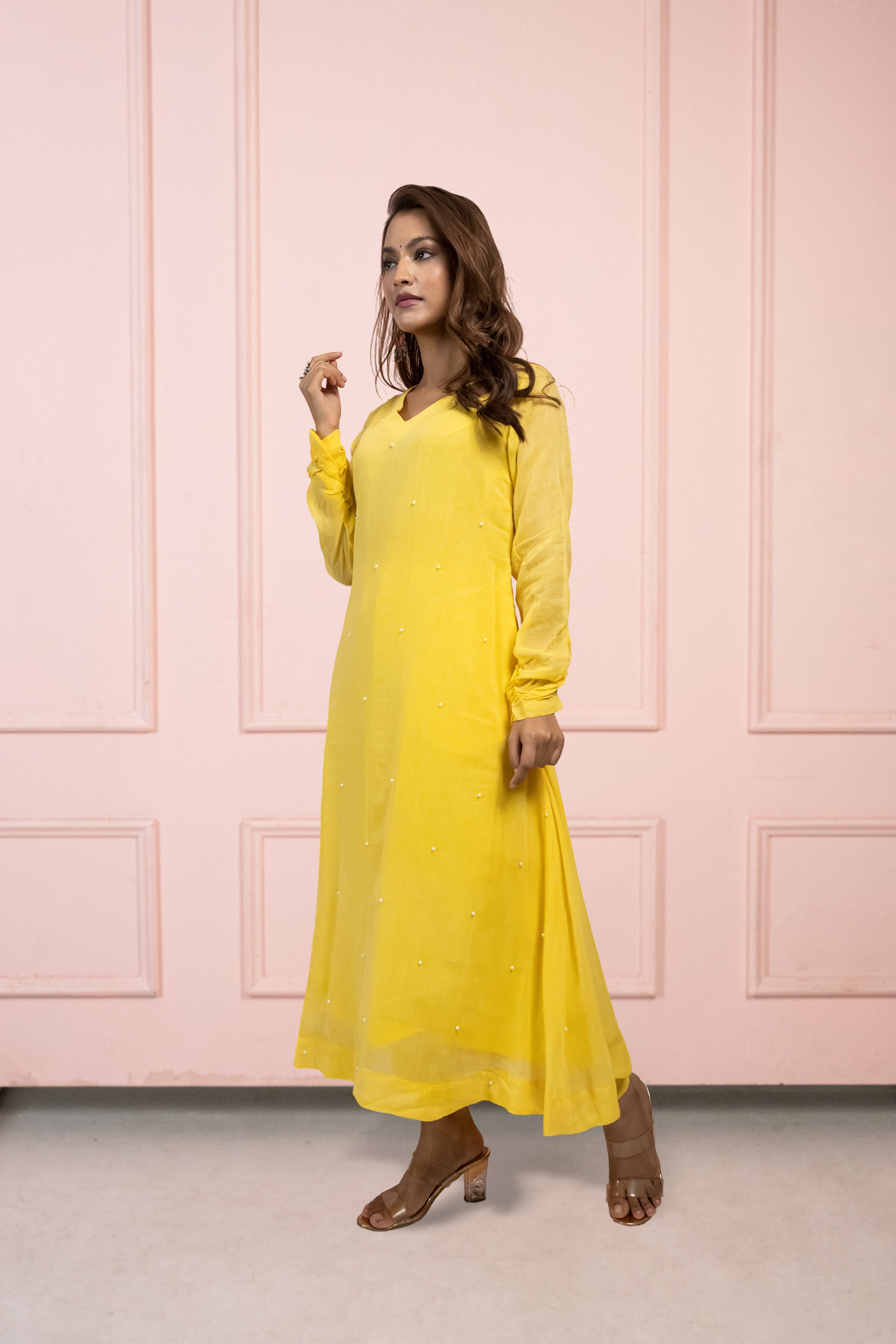 Moonlight Yellow Mul Cotton Kurta Set