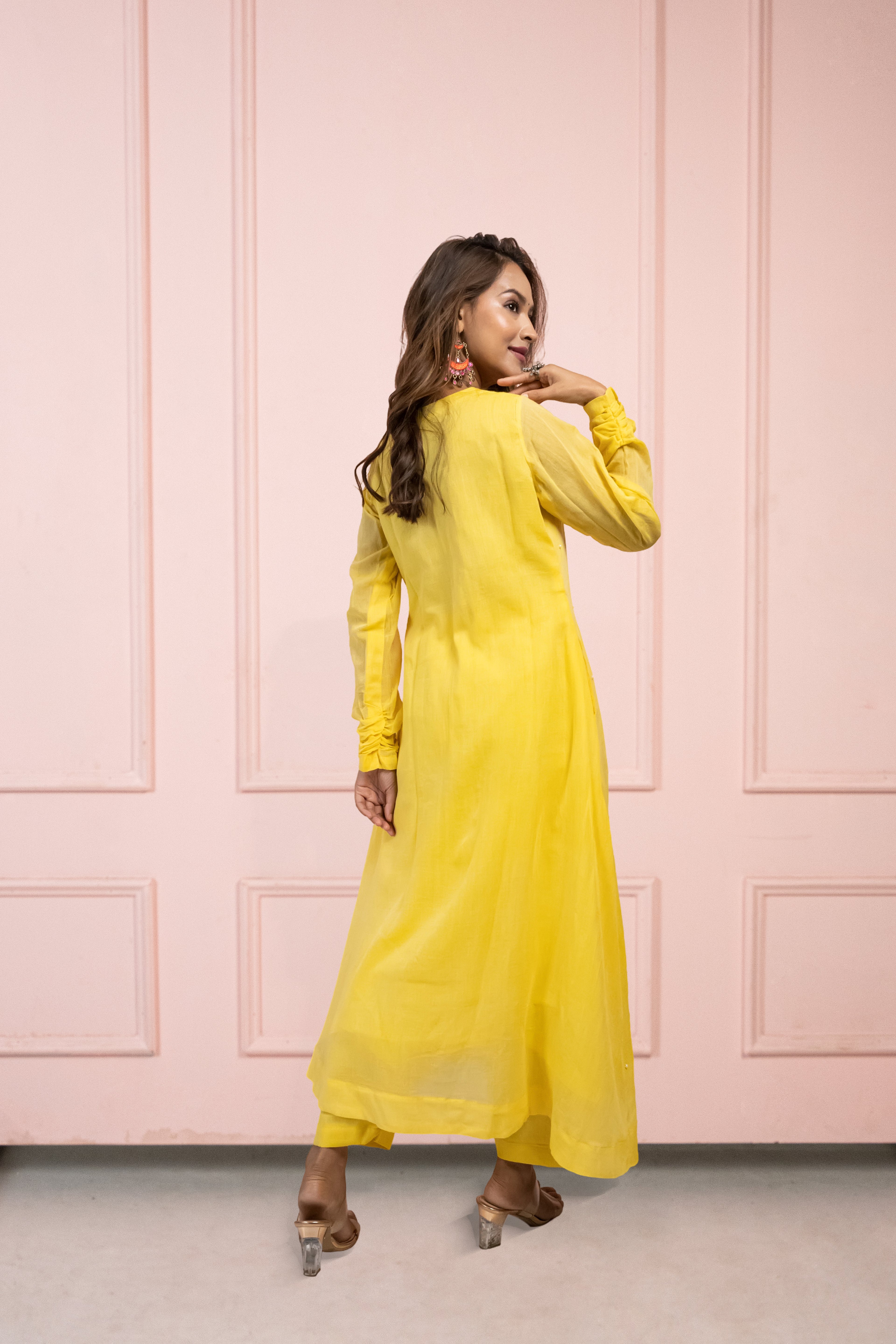 Moonlight Yellow Mul Cotton Kurta Set