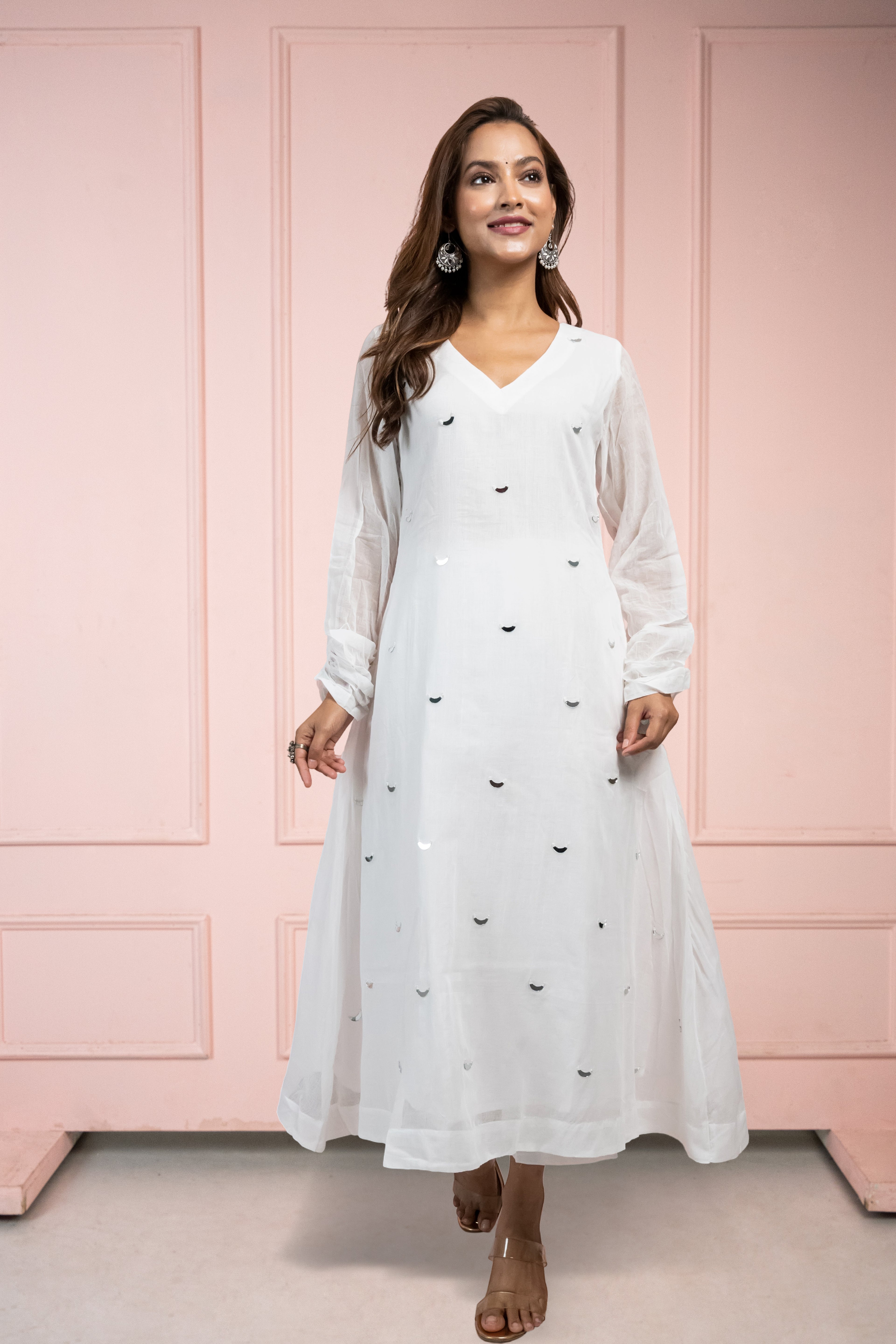 Moonlight White Mul Cotton Kurta Set