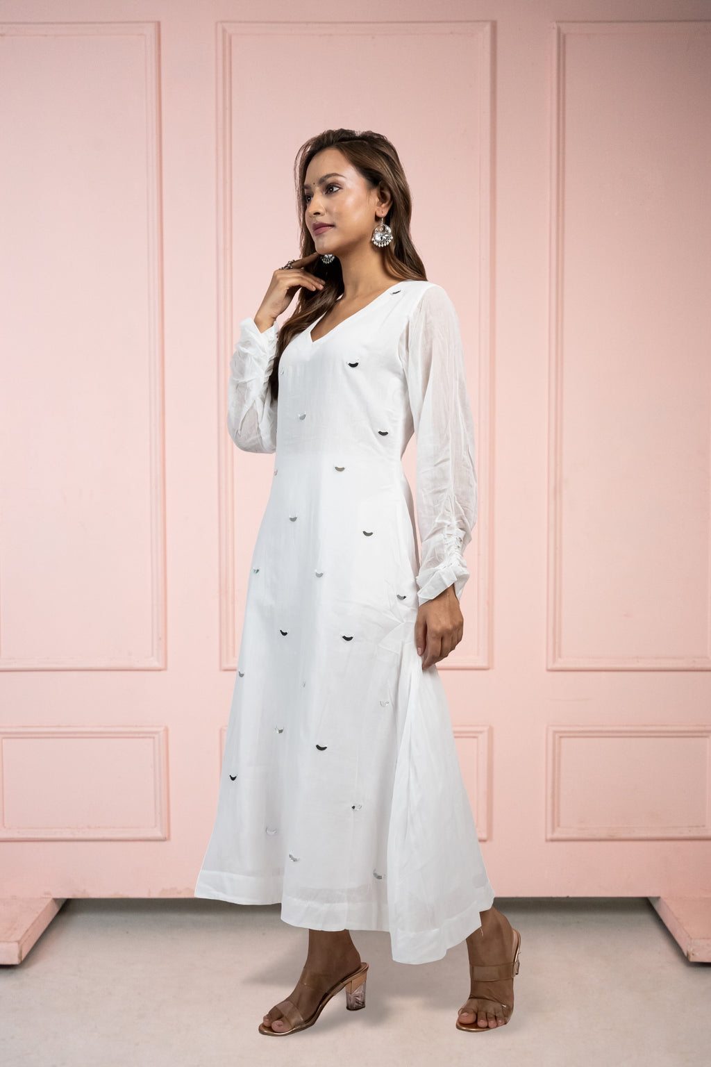 Moonlight White Mul Cotton Kurta Set