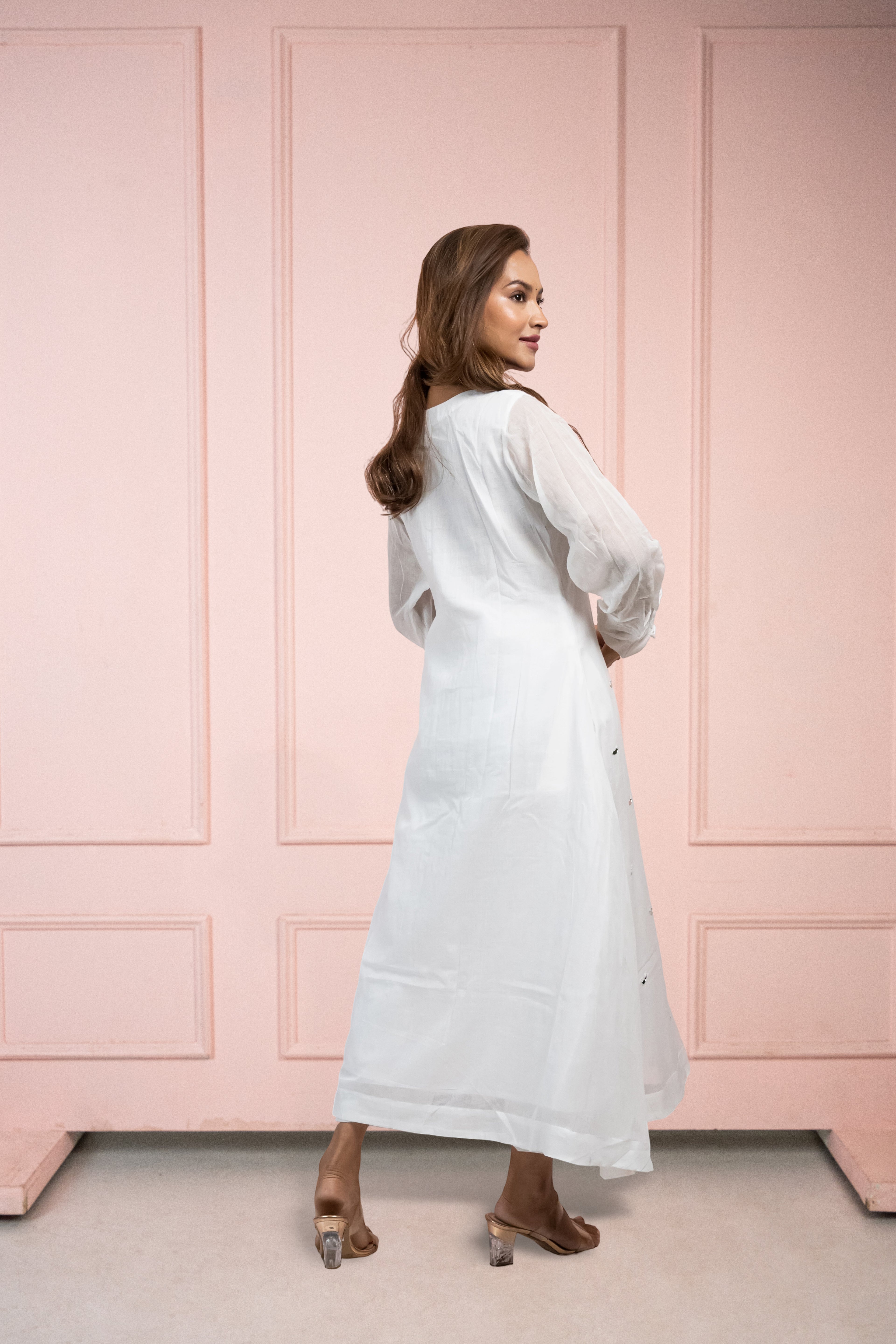 Moonlight White Mul Cotton Kurta Set