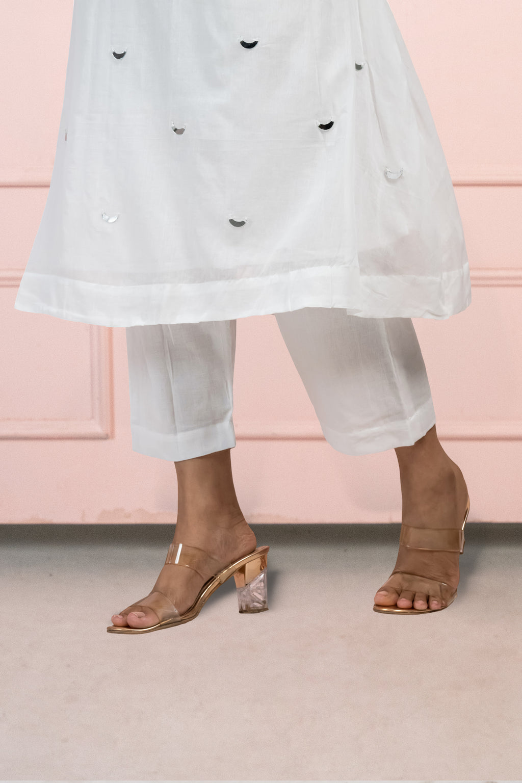 Moonlight White Mul Cotton Kurta Set