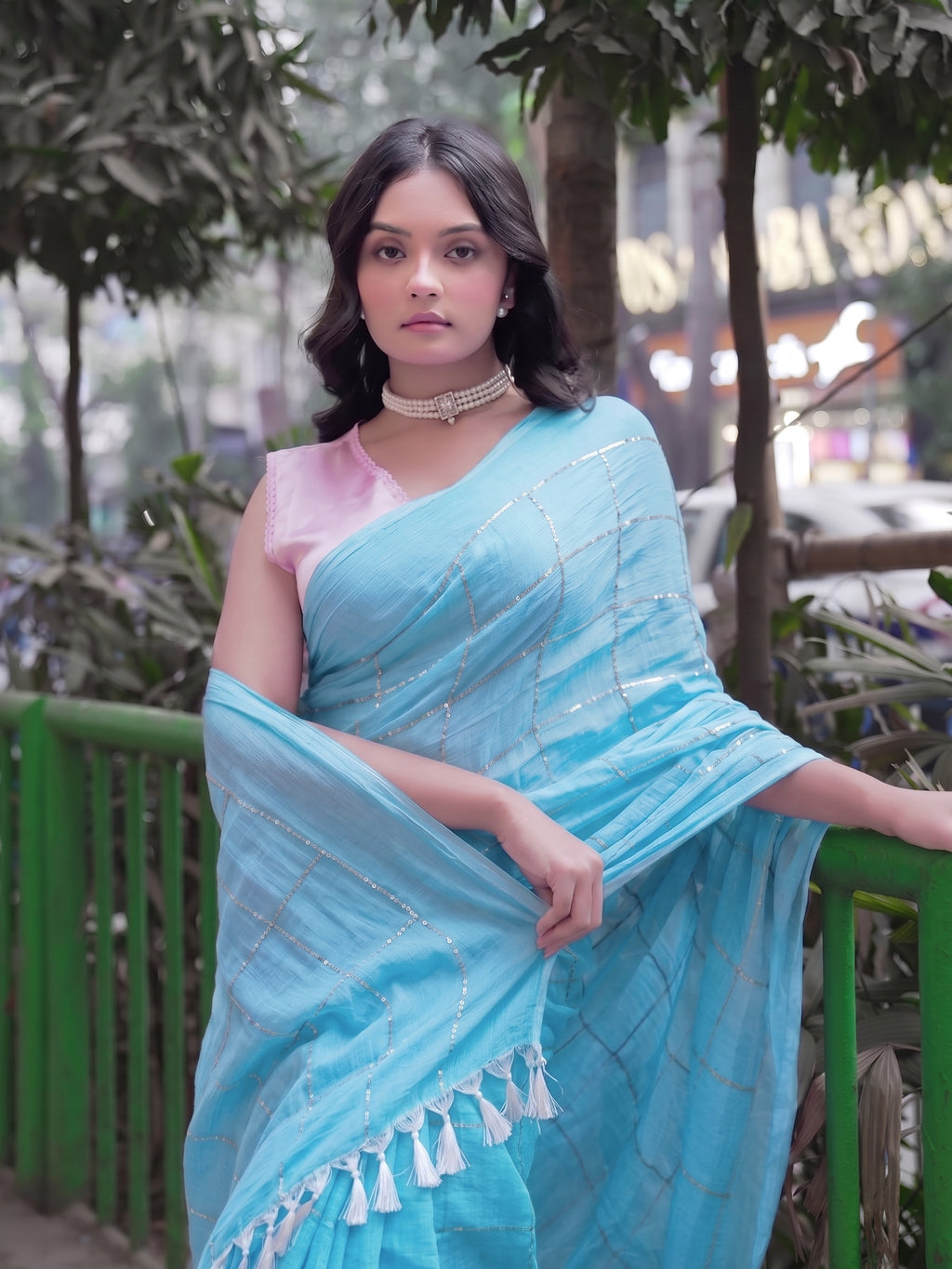 Summer blues saree