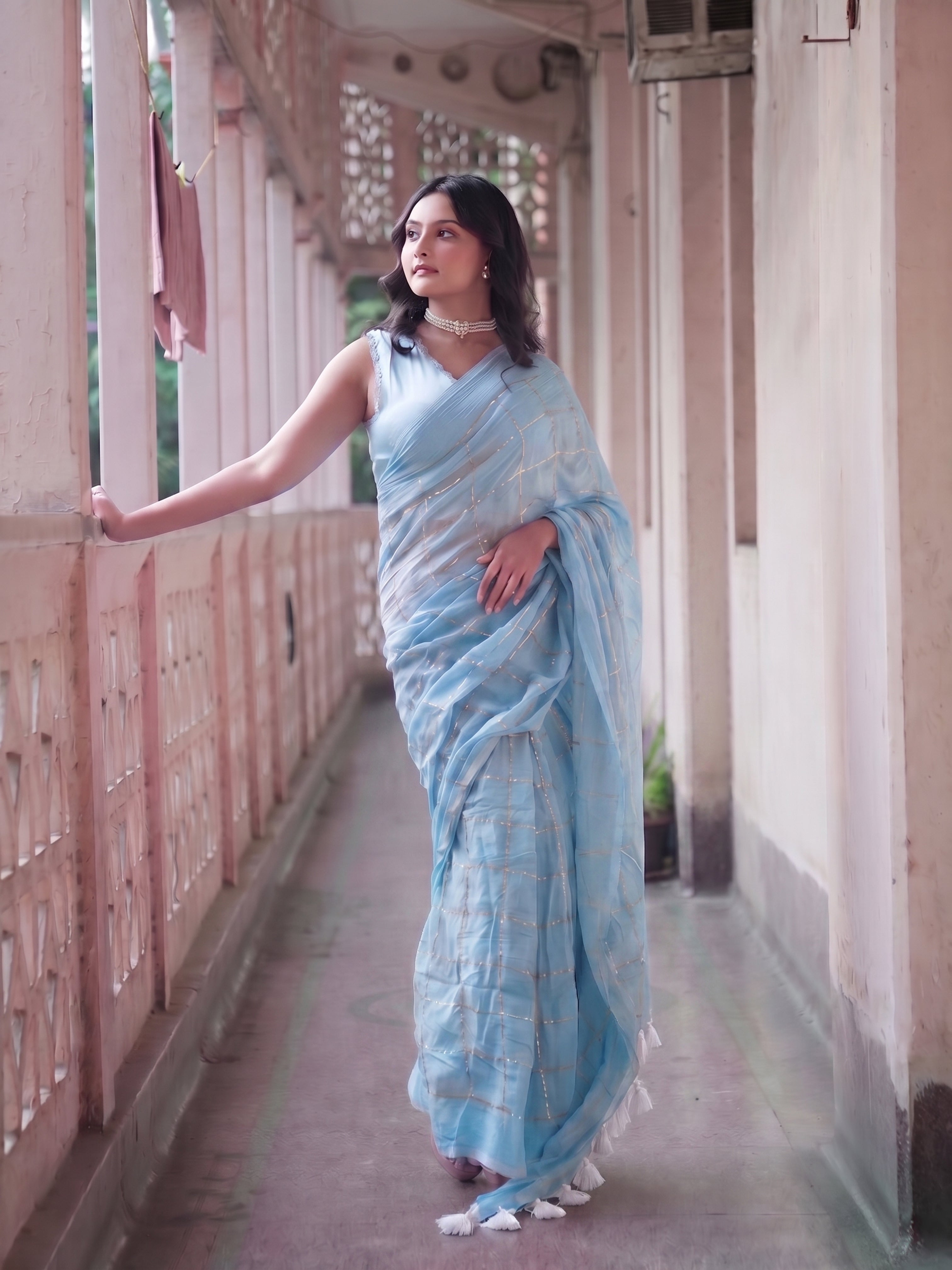 Summer blues saree