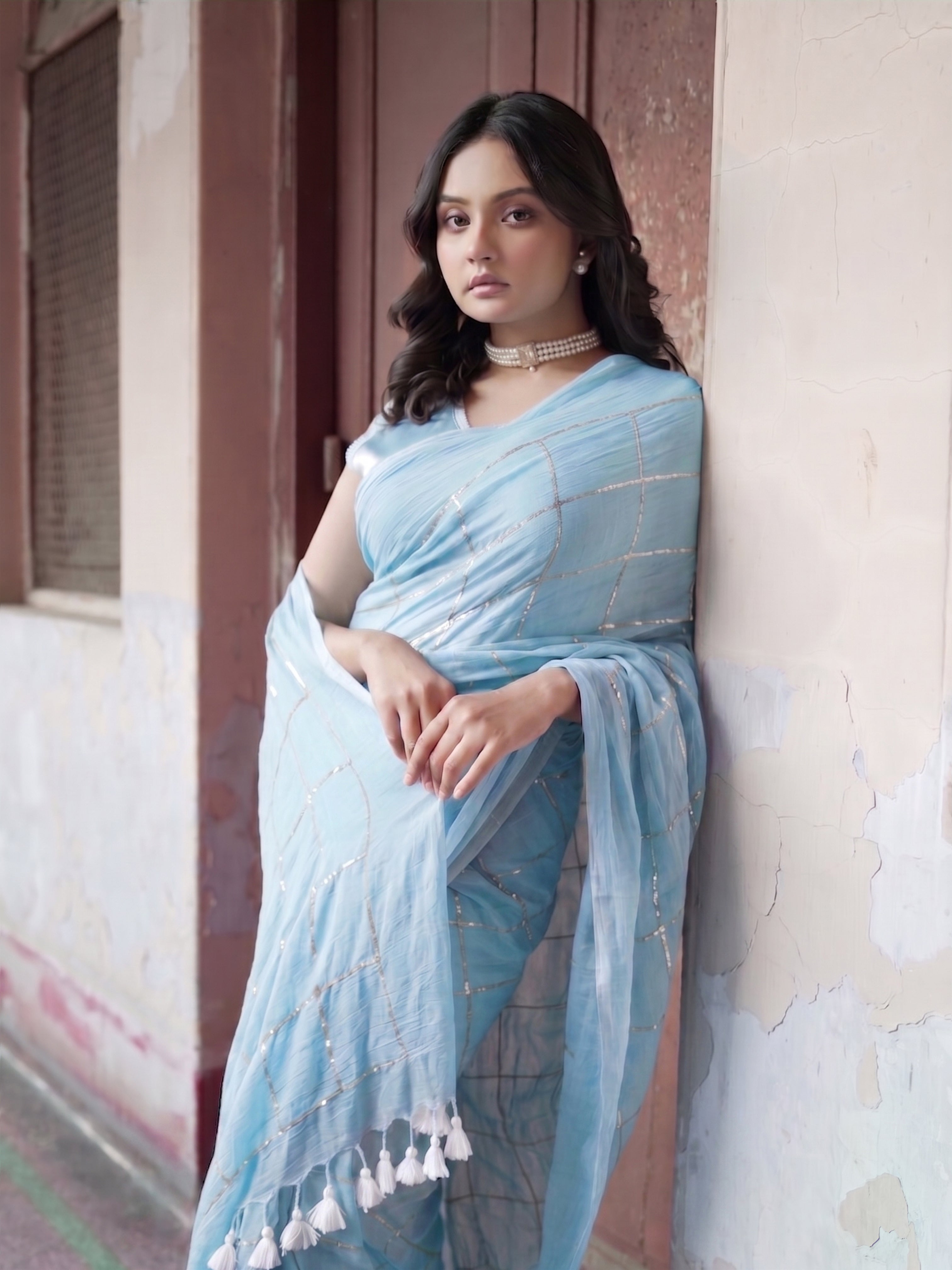 Summer blues saree