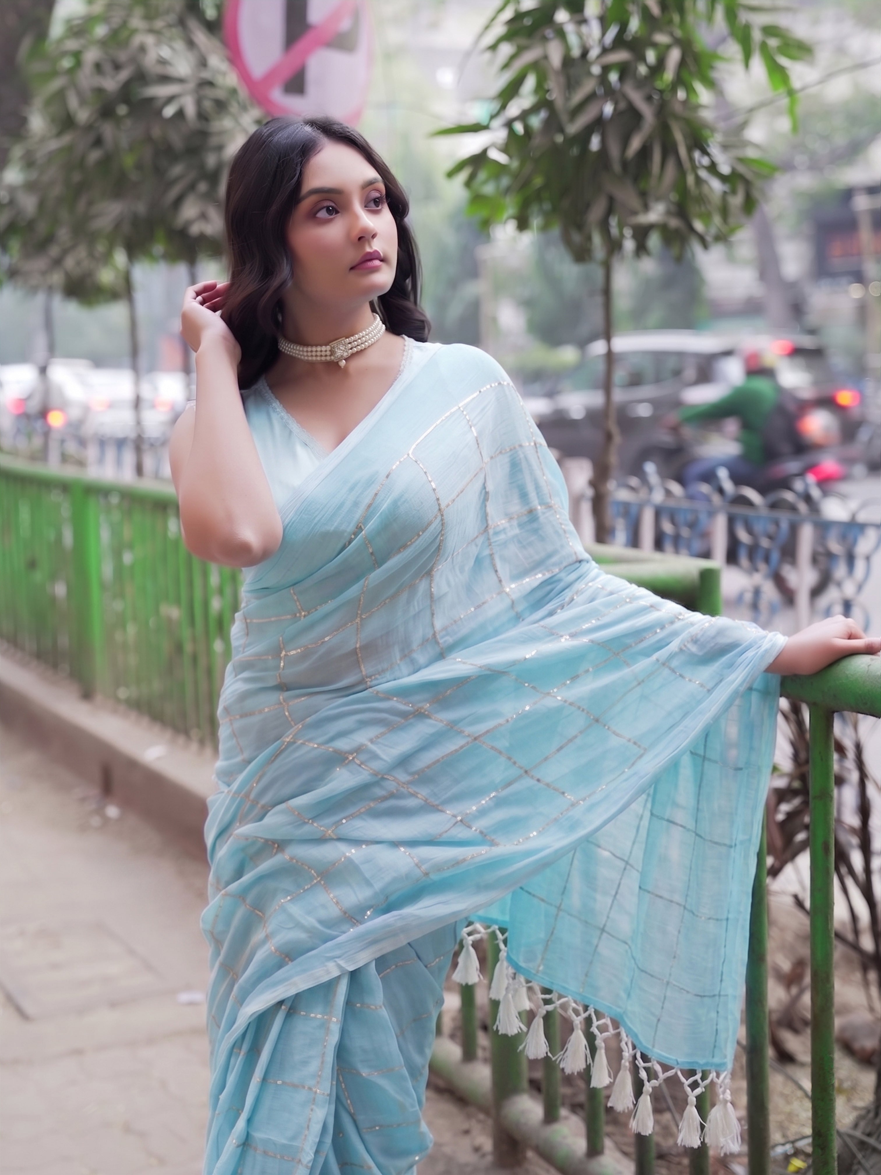 Summer blues saree