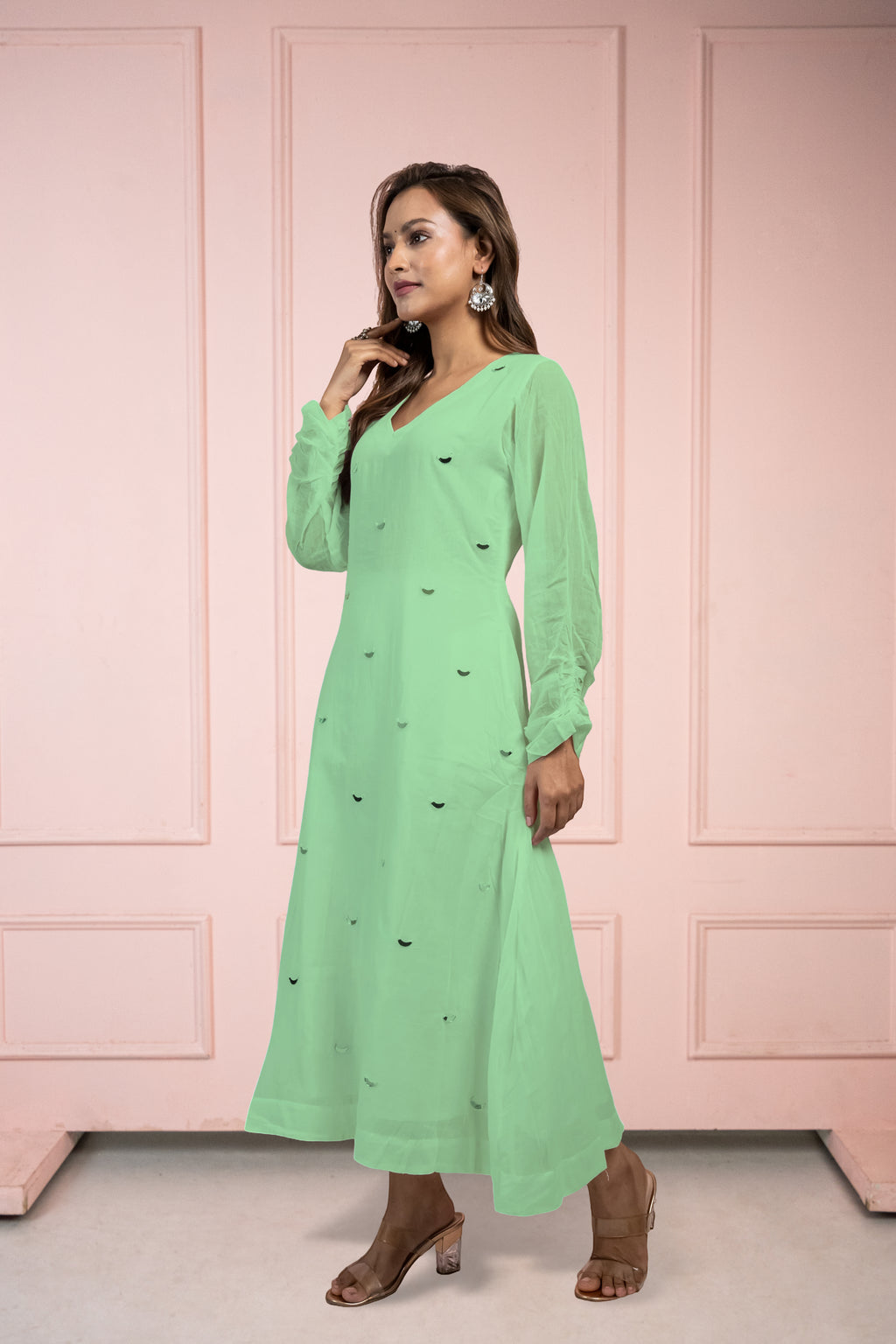 Moonlight Mint Green Mul Cotton Kurta Set