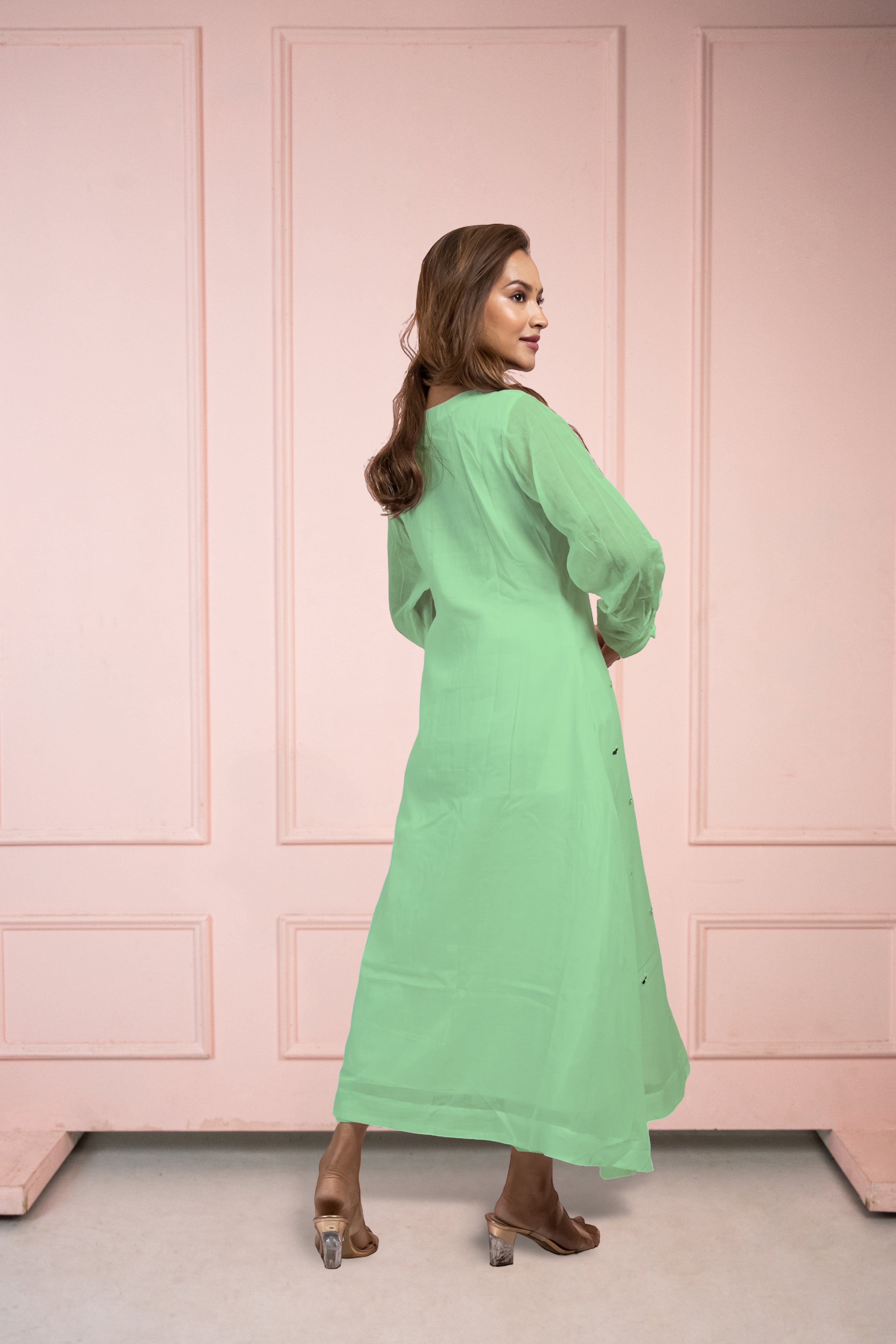 Moonlight Mint Green Mul Cotton Kurta Set