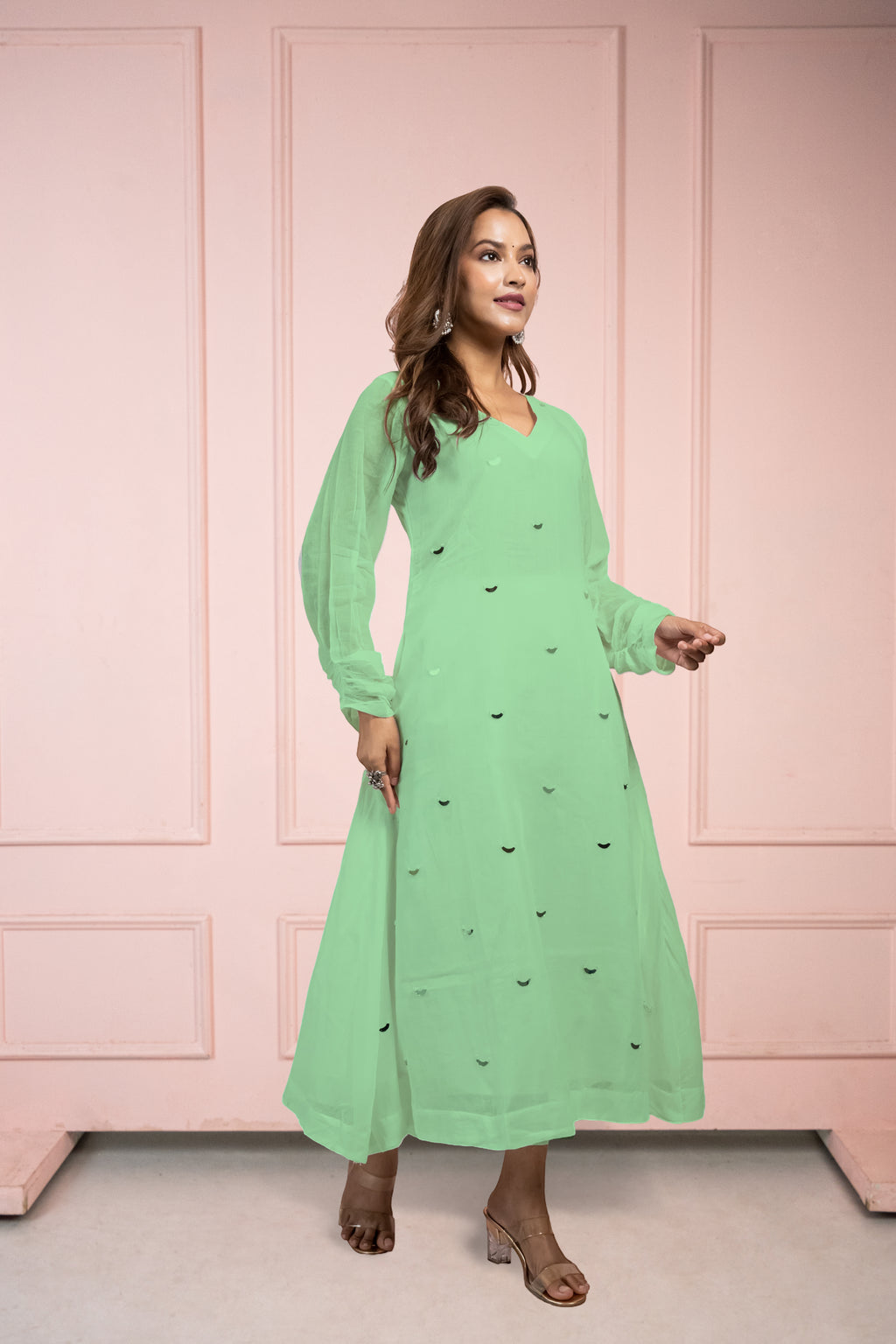 Moonlight Mint Green Mul Cotton Kurta Set