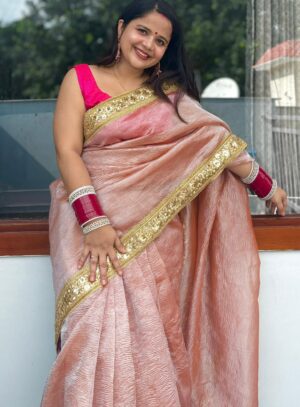 Dusty-Pink-Crushed-Tissue-Silk-Saree-with-Golden-Embroidery-Border-by-suti