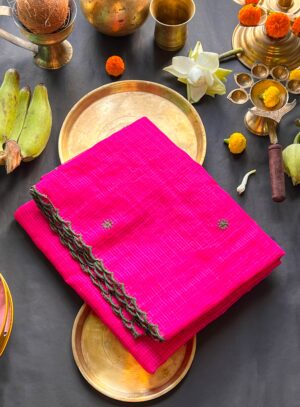 Rani Pink Kota Doria Saree