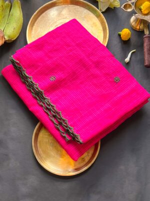 Rani Pink Kota Doria Saree suti2023 festival