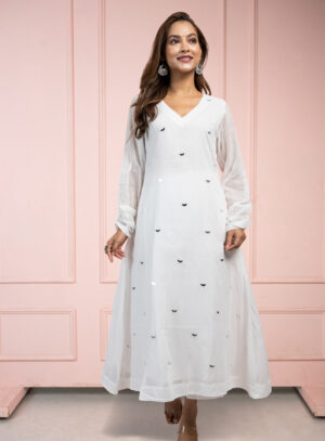 Moonlight White Mul Cotton Kurta Set