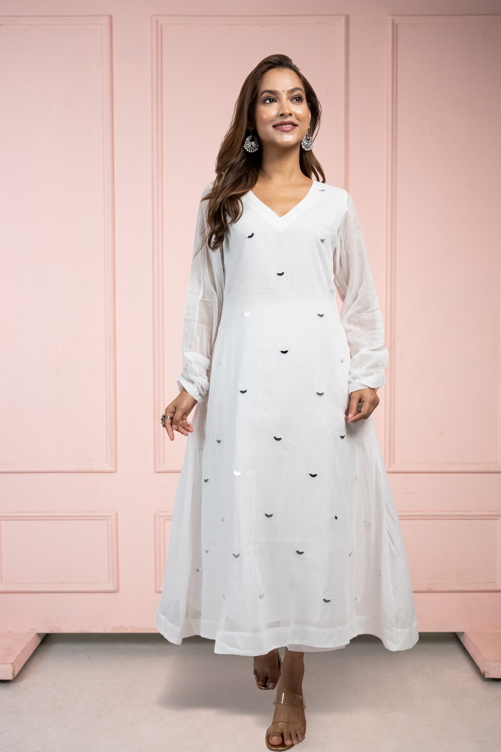 Moonlight White Mul Cotton Kurta Set