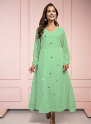 Moonlight Mint Green Mul Cotton Kurta Set